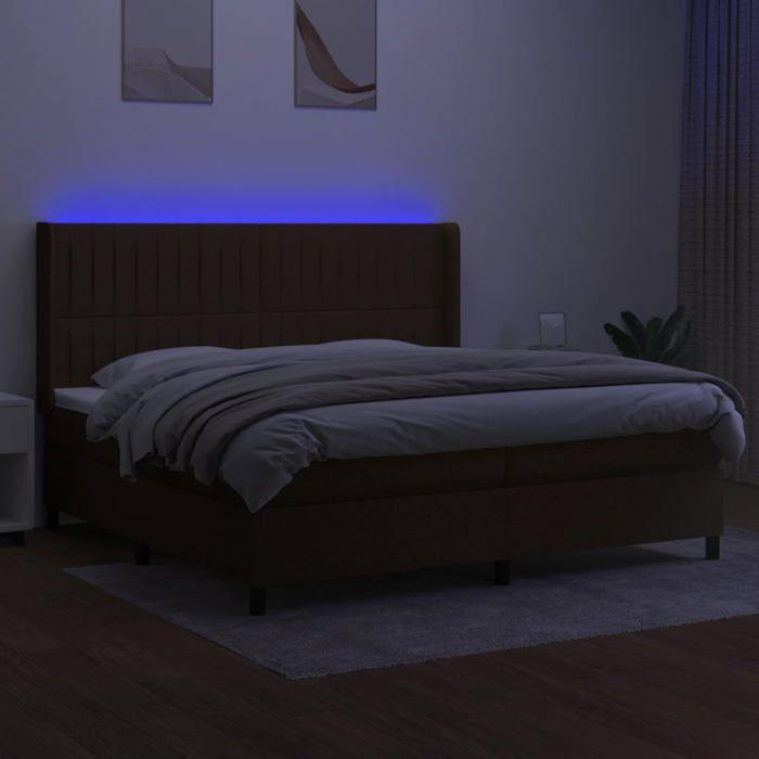 VidaXL Slat Bed Base with Mattress and LEDs, Upholstered Bed with Headboard, Double Bed, Adult Bedroom Bed, 3138504