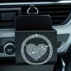 Auto Umělá kůže Úložný box do auta Lesklý Luxusní Láska Srdce Drahokamy SUV Nákladní automobil Auto Ventilátor Závěsný organizér Taška na telefon Pouzdro na klíče