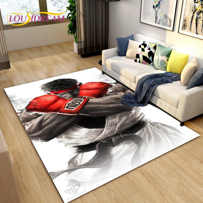 Retro Game Street Fighter Gamer Area Rug,Carpet Rug for Living Room Bedroom Sofa Doormat Decoration, Kid Play Non-slip Floor Mat
