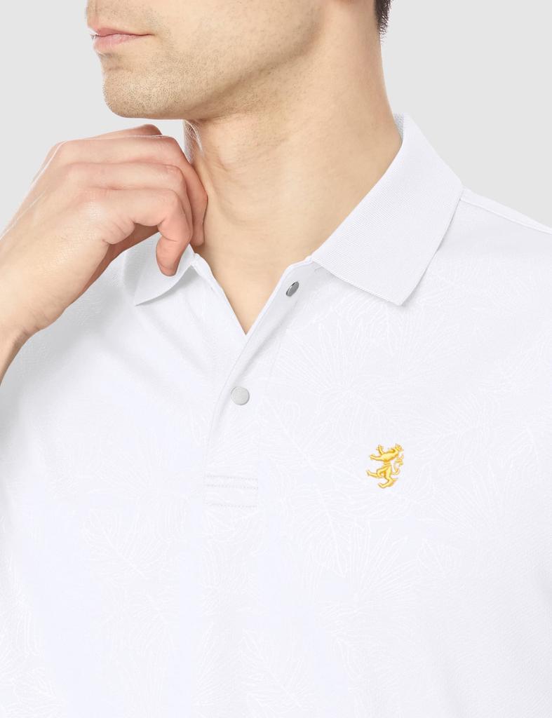 Admiral Golf ADMA240 Leaf Embossed Short Sleeve Polo Size L Men's Shirt, White,