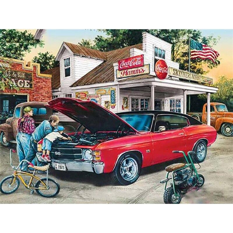 Nová 5D DIY diamantová malba s výhledem na moře Diamantové vyšívání do auta Křížový steh Plný kulatý vrták Ruční dekorace do domácnosti Dárek