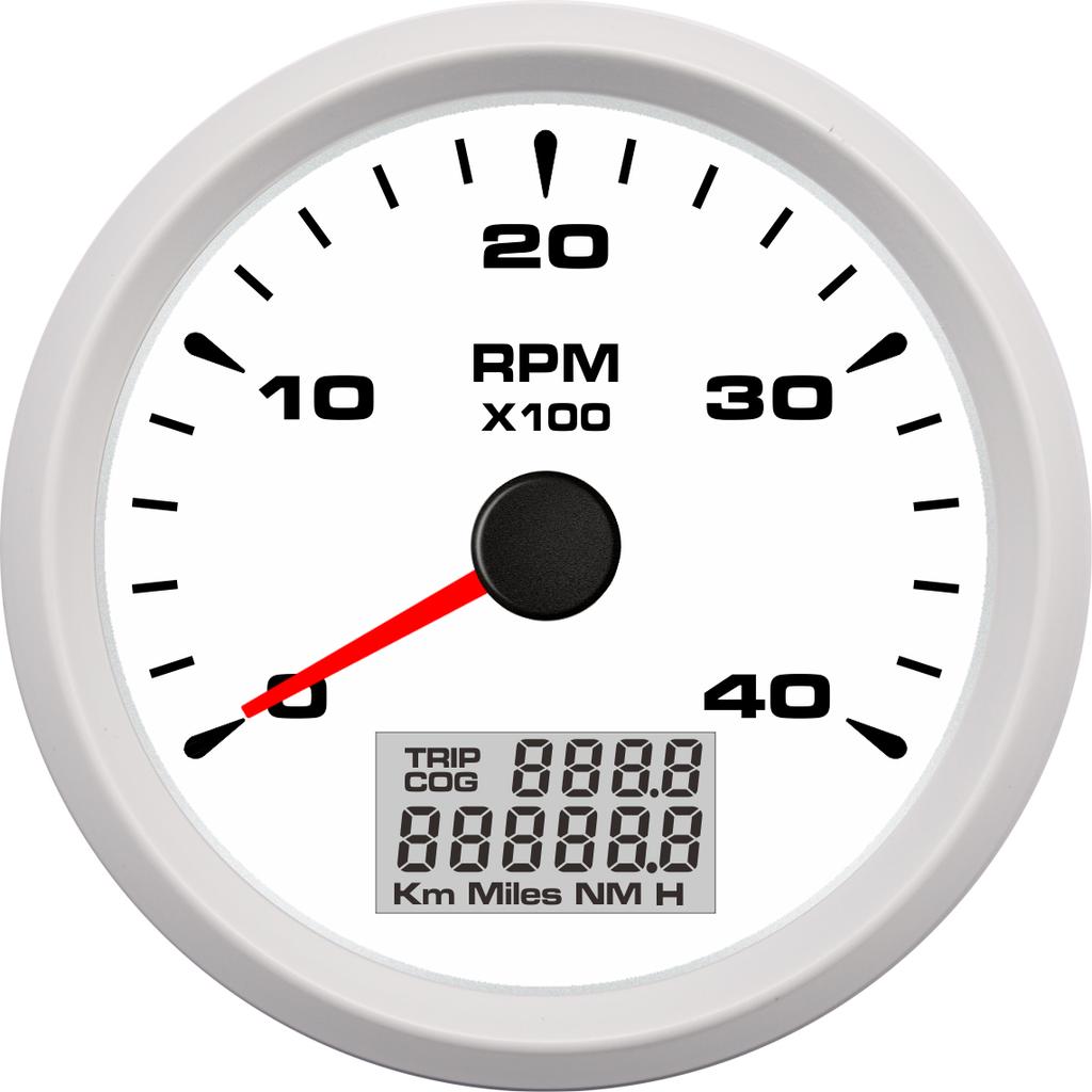 Universal 85mm Car Boat Tachometer Tacho Gauge 0-6000RPM 1-300 Speed Ratio Rev Counters with Trip Hour Meter 7 Colors