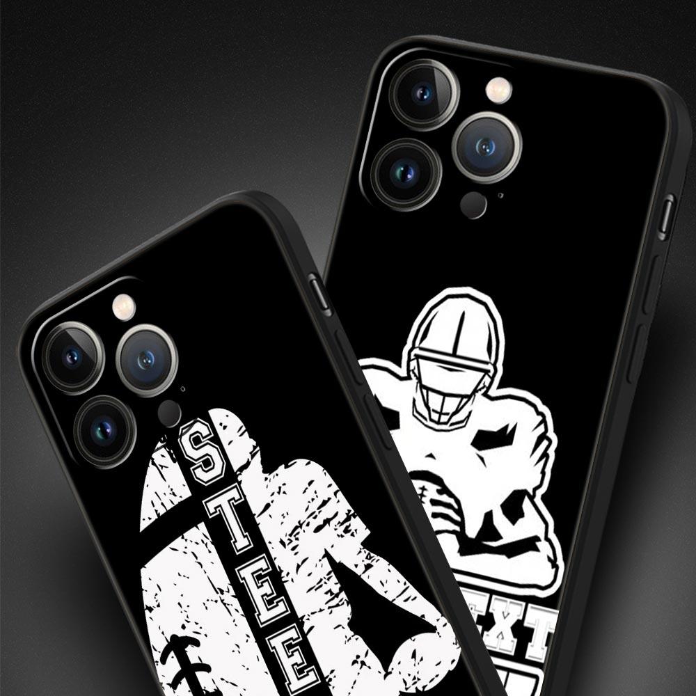 Rugby Ball Luxury Phone Case For iPhone 13 15 14 12 Mini 11 Pro MAX XR X SE XS 7 8 Plus Silicone Black Protection Cover
