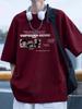 Men's Wine Red Heavyweight Pure Cotton Loose Casual T-Shirt, Short Sleeve, 2026 Summer Fashion Trend.