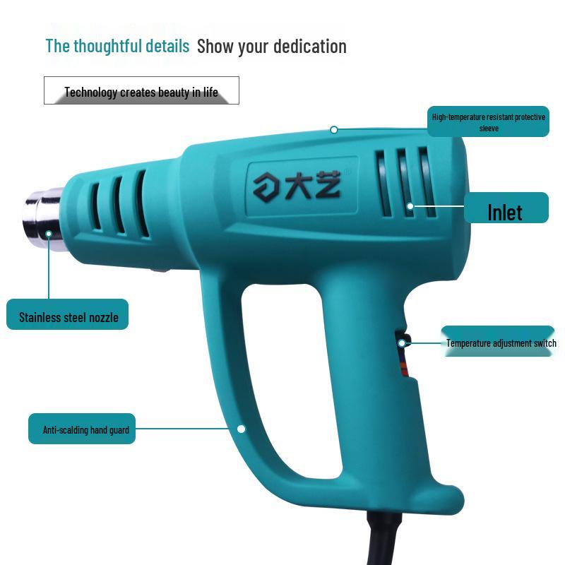 Dayi High-Power Handheld Heat Gun for Heat Shrink Films and Roasting