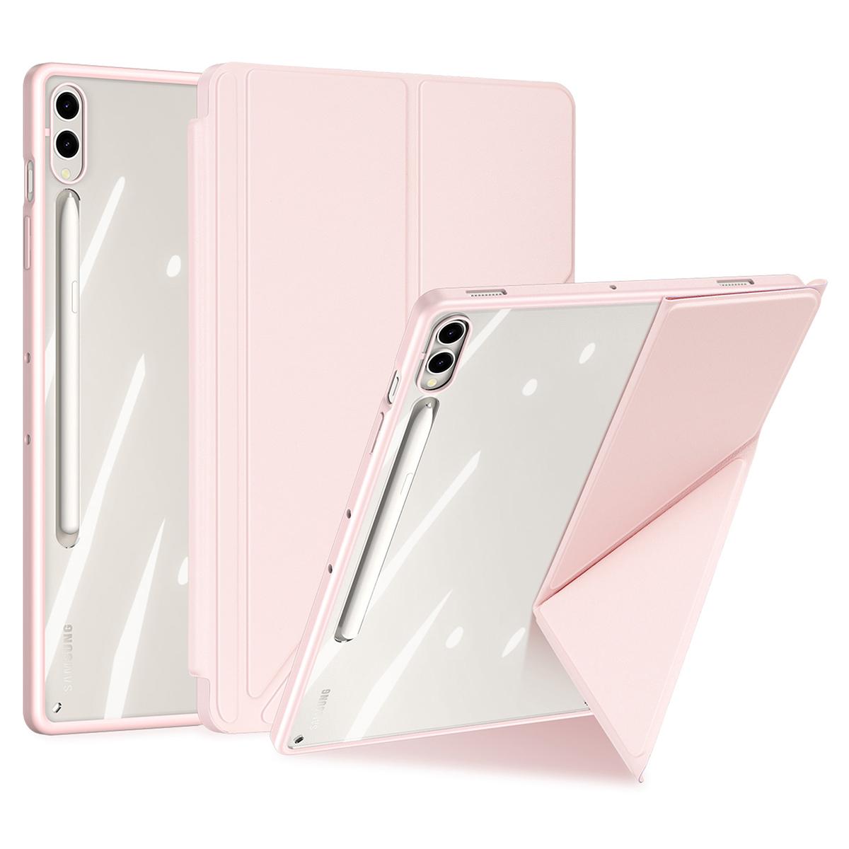 

DUX DUCIS Magi Series for Samsung Galaxy Tab S10+/S9+/S9 FE+ Case Origami Stand Leather+PC+TPU Clear Back Cover Pink