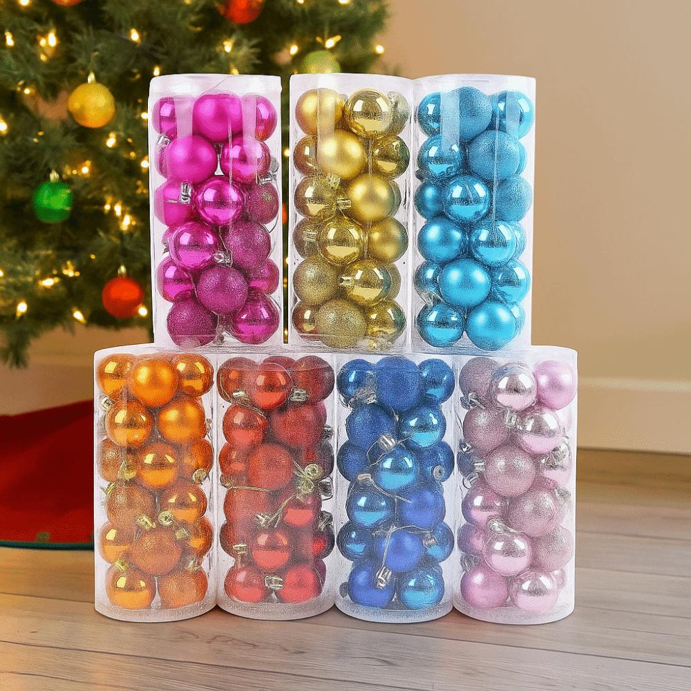 24Pcs Plastic Christmas Balls 3/5CM Xmas Tree Baubles Christmas Tree Ornaments  Xmas Tree
