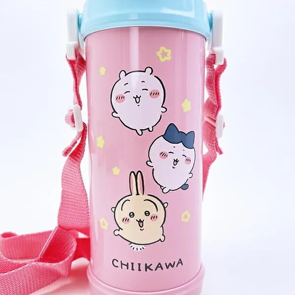 Chiikawa Stainless Steel Sports Water Bottle, Direct Drinking, One-Touch Design, Insulated, 800ml, Dance Set (Water Bottle, Name Sticker)