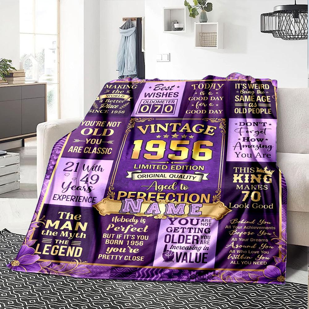 Vintage Celebration Blanket Personalized Name Soft Warm And Versatile For Sofa Bed Office And Travel Machine Washable Comfortable In All Seasons Best