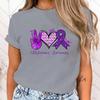 (High Quality T Shirt)New Hot Peace Love Cure Alzheimer'S Awareness T-Shirts Fashion Women Girls Summer Tee Shirt Casual T Shirt