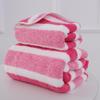 Extra Large Absorbent Coral Fleece Bath Towel with Wide Stripes