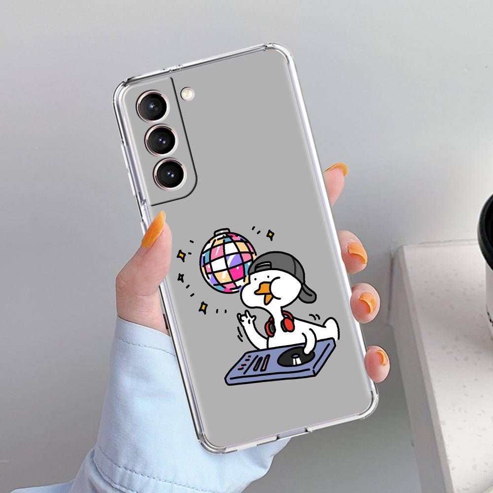 Phone Case For Samsung Galaxy S26 S25 S24 S23 S22 Ultra S20 S21 FE 5G Plus Soft Clear Cover Funny Cute Duck Fashion Couple