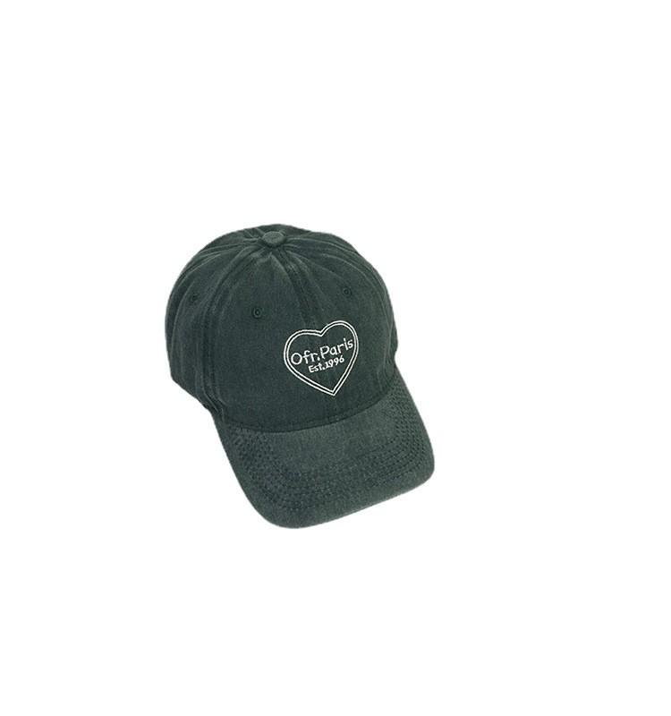 Cotton Baseball Cap For Couples With Heart Embroidery Sunshade Casual Summer Accessory
