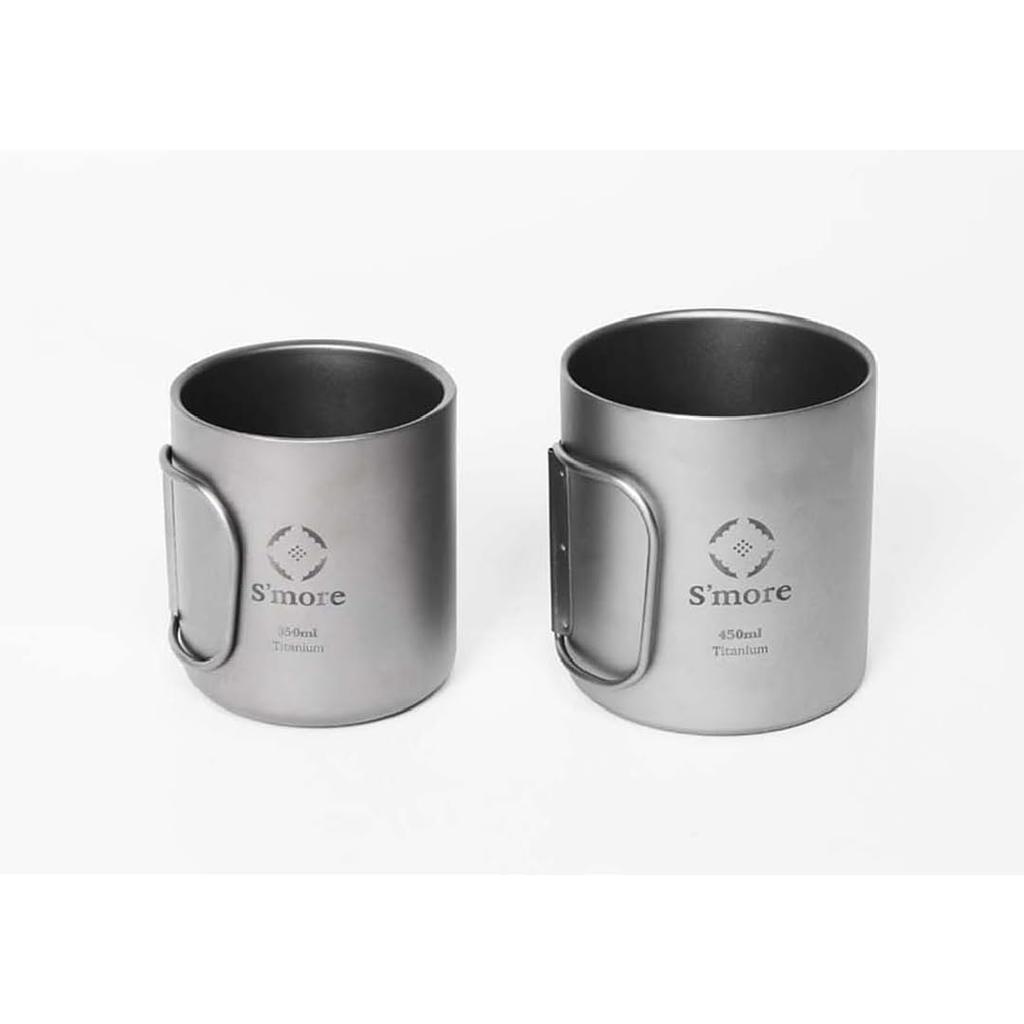 S'more Titanium Mug, Double Walled, 350ml/450ml Capacity, Ideal for Outdoors and Camping, Double-Walled Titanium Mug (SILVER, 450ml)