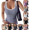 Dames Vierkante Hals Geribbelde Tanktop Mouwloze Blouse voor Zomer Casual Kleding