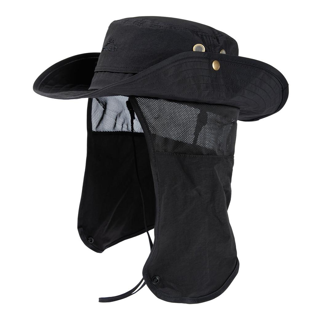 Comhats Safari Foldable Adventure Boonie Hat with Mesh Neck and Wide Brim for UV Perfect for Outdoor Activities Like and Hiking Sizes Men's Hat, Hood,