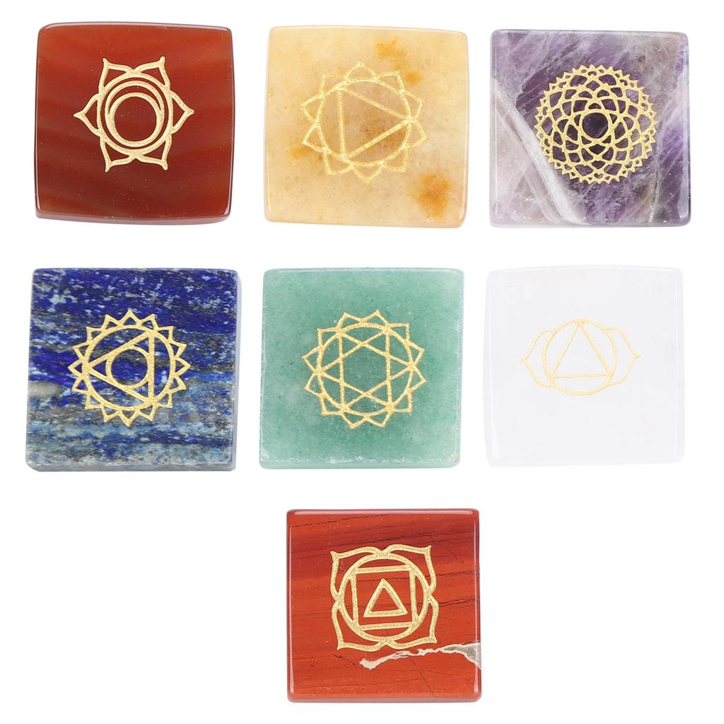 7 Chakra MultiStone Set Pyramid Color Natural Stone Gemstones Ornaments with Gift Box