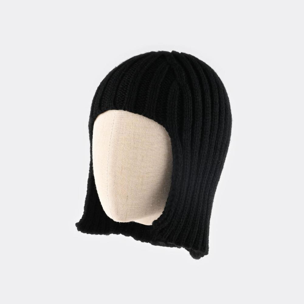 Новая зимняя вязаная шапка с защитой ушей, однотонная, дышащая, теплая повязка на голову, шапка, осень, зима чёрный