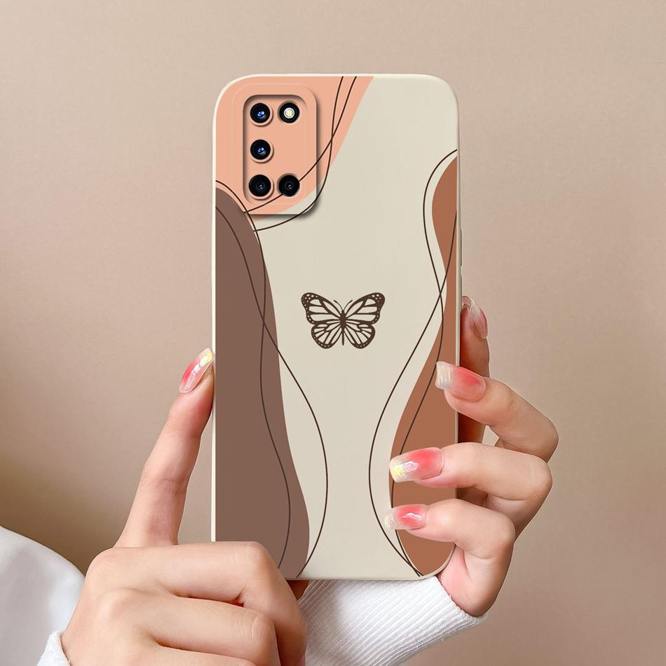 For Oppo A52 A72 A92 Case Butterfly Heart Simple Back Cover Soft Liquid Silicone Funda Camera Protection Anti Drop Phone Housing