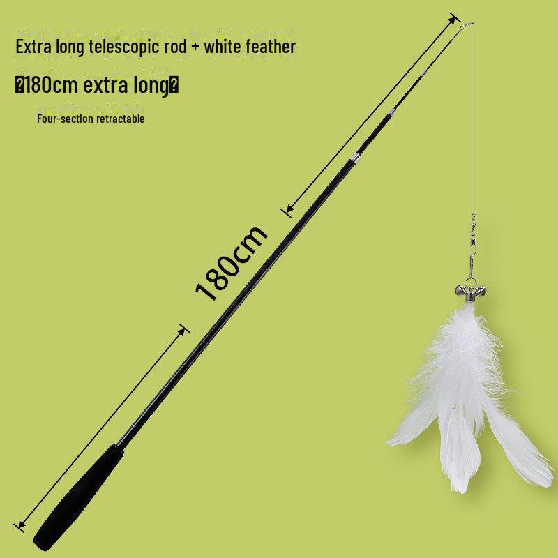 Retractable Cat Teasing Stick: 1.8m Telescopic Rod with Replaceable Head 