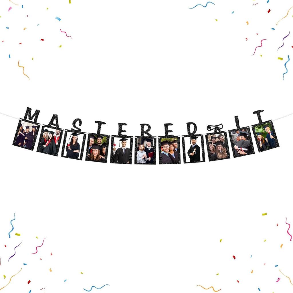 Senior Photo Banner Congrats Grad Paper Photo Frame High School College Graduation Bunting Decorations Congrats Senior Picture Banner Gold Glitter