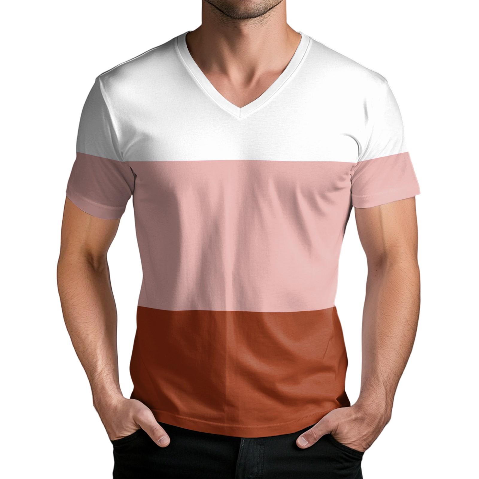 

Мужская модная футболка с коротким рукавом и V-образным вырезом M розовый