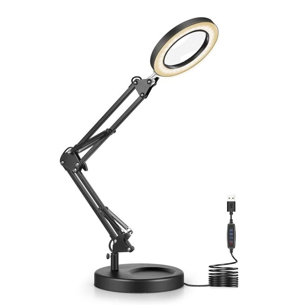 10 Brightness Levels USB Table Light Metal Construction Adjustable Folding Arm Lamp Long Arm Clip On Design Desk Lamp Desk Work