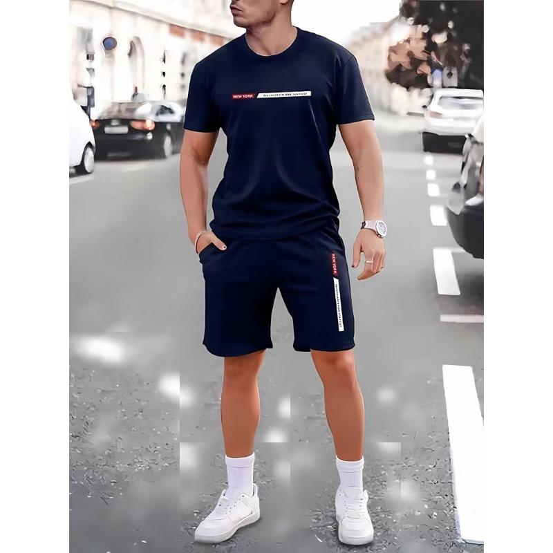 Completo Casual Estivo da Uomo Moda Streetwear da Uomo T-shirt Pantaloncini Set Due Pezzi Abbigliamento Sportivo Leggero Traspirante da Uomo
