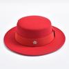 British Style Fedora Hats for Women Fashion Autumn Winter Flat Top Bow Elastic Ribbon Felt Hats Wedding Dress Jazz Cap