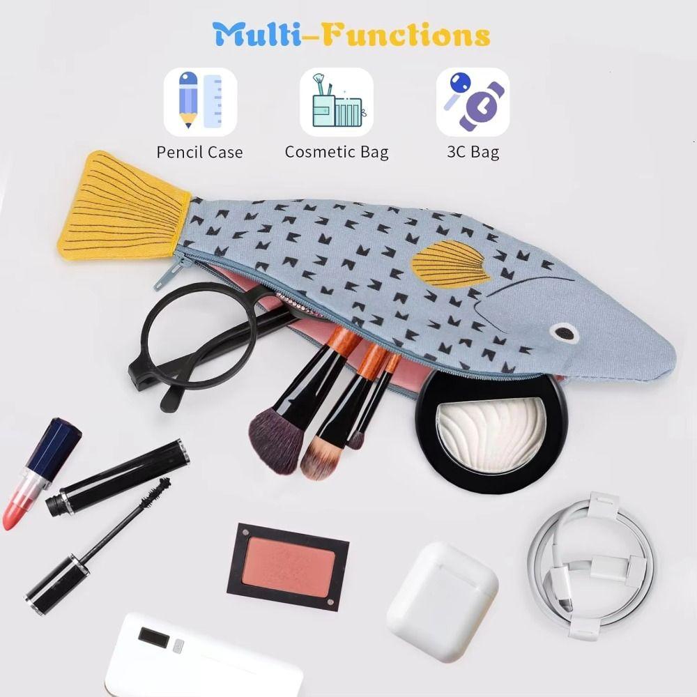 Creative Fish Pencil Bag Funny School Supplies Pouch Novelty Stationery Storage Bag  Student