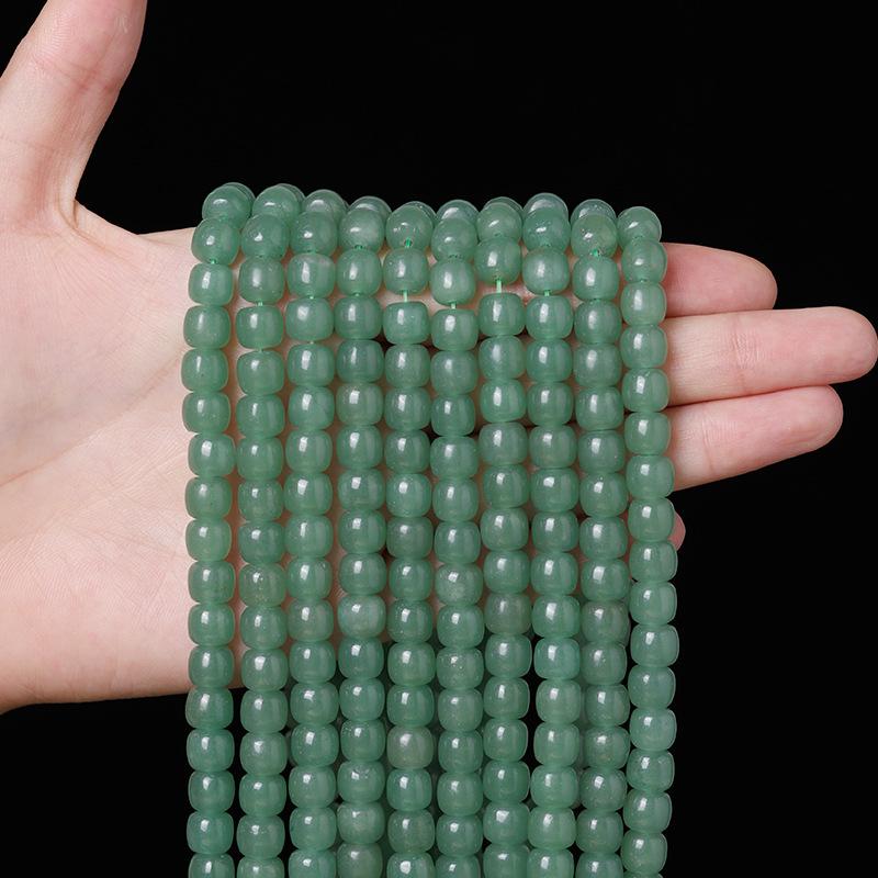 Handmade Semi-finished Long Chain of Dongling Jade Bamboo Beads DIY Bracelet with Chalcedony Spacer Beads and Loose Beads Accessories