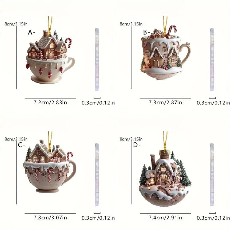 Cottage Warm Little Coffee Cup Acrylic Christmas Decoration Wall Hanger Accessories For Indoor Plant Home Styling