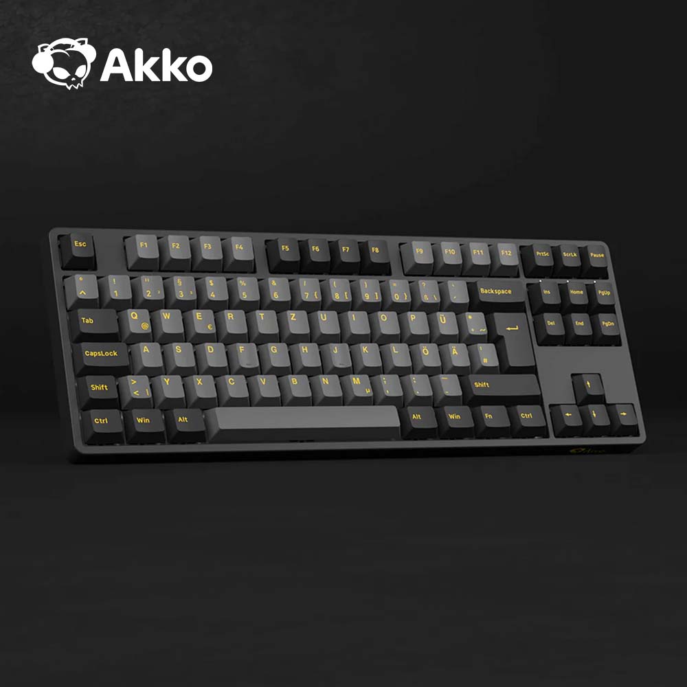 Akko Schwarz & Gold 5087S ISO DE Layout Kabelgebundenes Tenkeyless Mechanisches Keyboard