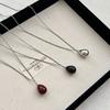 Minimalist Titanium Steel Pendant Necklace With Solid Teardrop Charm Long Chain Women
