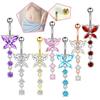 Women's Stainless Steel Sexy Beach Butterfly Zircon Pendant Perforated Belly Rings 10mm Gold Plated Third Party Certified Trendy
