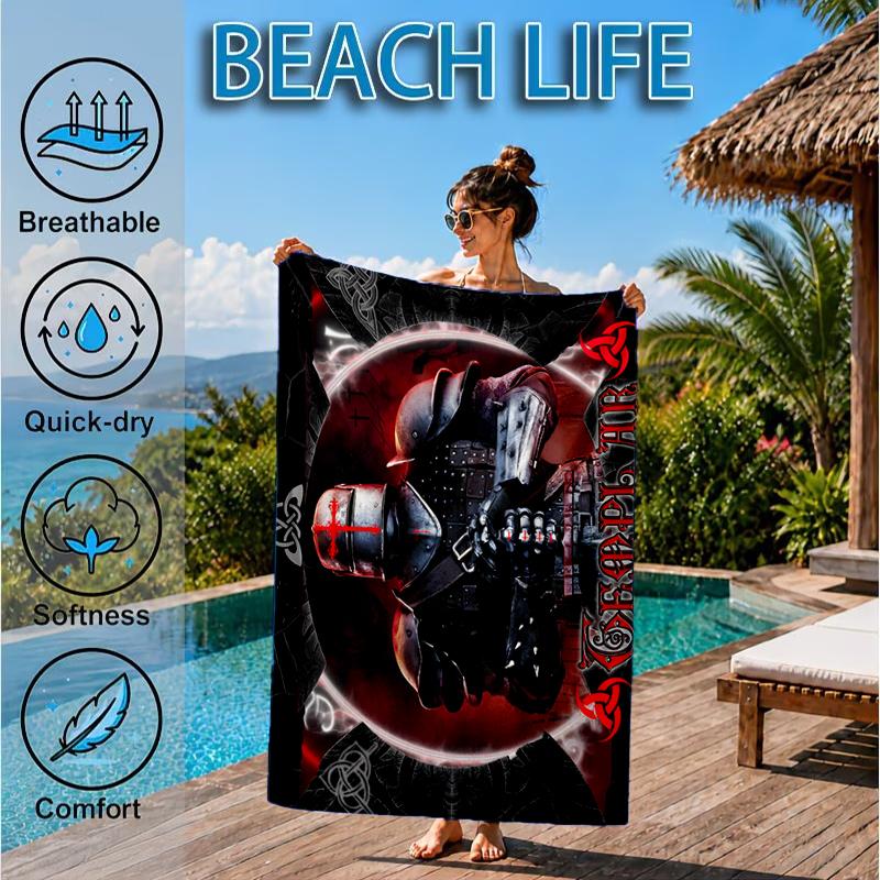Knightly Warrior In Armor Beach Towel, Microfiber Beach Towel, Perfect For Pool, Beach, Travel, Home Decor Beach Party Fan Gifts