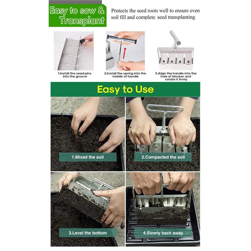 New Handheld Seedling 4 Soil Block Maker 2 Inch Soil Blocking Tool for Garden Prep Seedlings Cuttings Greenhouse Garden Supplies
