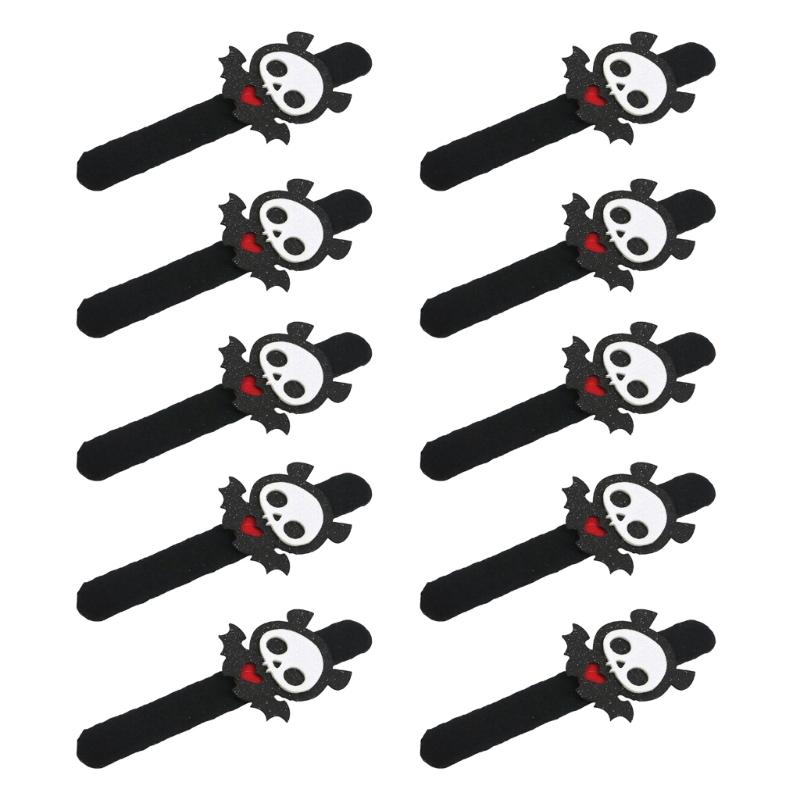 Holiday Wrist Accessories Set of 10 Slap Bracelets for Group Guests, Seasonal Wristbands for Class Parties and Family Plans