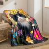 Cute Black and White Cat Blanket for all seasons blanket lunch break throw gift