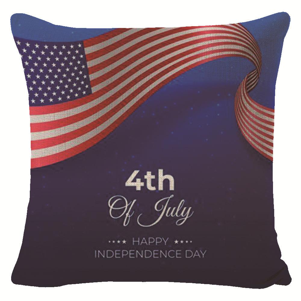 New American Independence Day Pillow Stars and Stripes Cushion Pillow Cover Festive Red and Blue Printed Letters One Piece