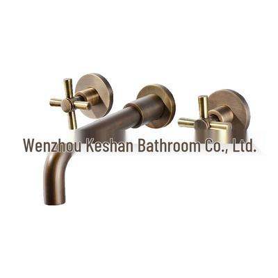 Antique Black Brushed Gold Wall-Mounted Basin Faucet - Three-Piece Set