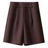 Women's High-Waist Woolen A-Line Shorts - Casual Bootcut for Spring, Autumn, & Winter 2025