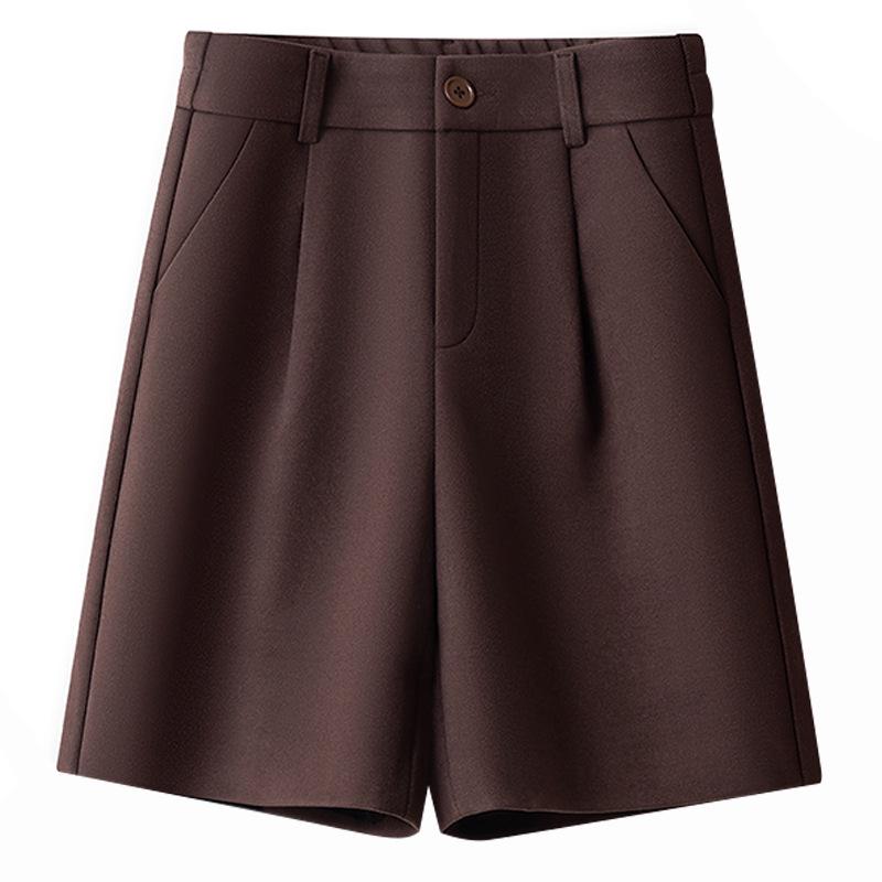 Women's High-Waist Woolen A-Line Shorts - Casual Bootcut for Spring, Autumn, & Winter 2025