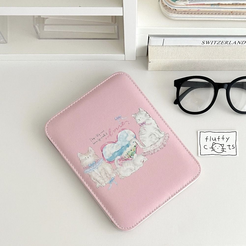 

Cartoon Puppy Desktop Stand Mirror Pu Leather Vanity Mirror Portable Fold Makeup Mirror Bedroom Style L