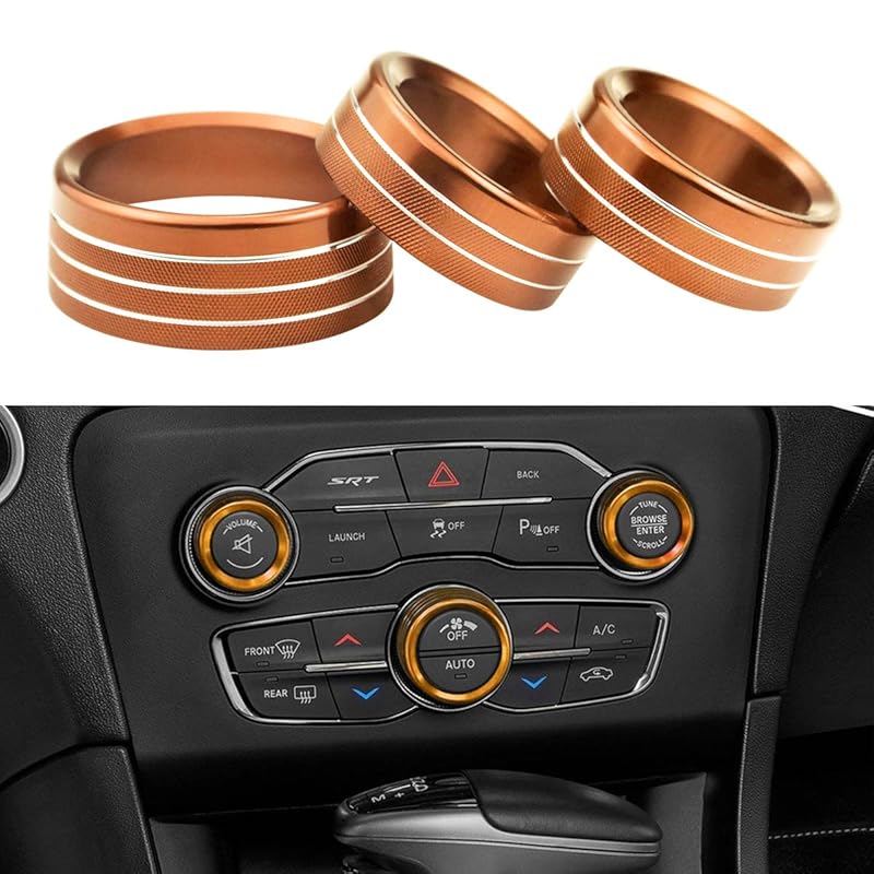 for Dodge Challenger Charger (2015-2021) AC Climate Control Knob Cover Auto Volume Tune Switch CD Button Trim Compatible for Chrysler 300 300s