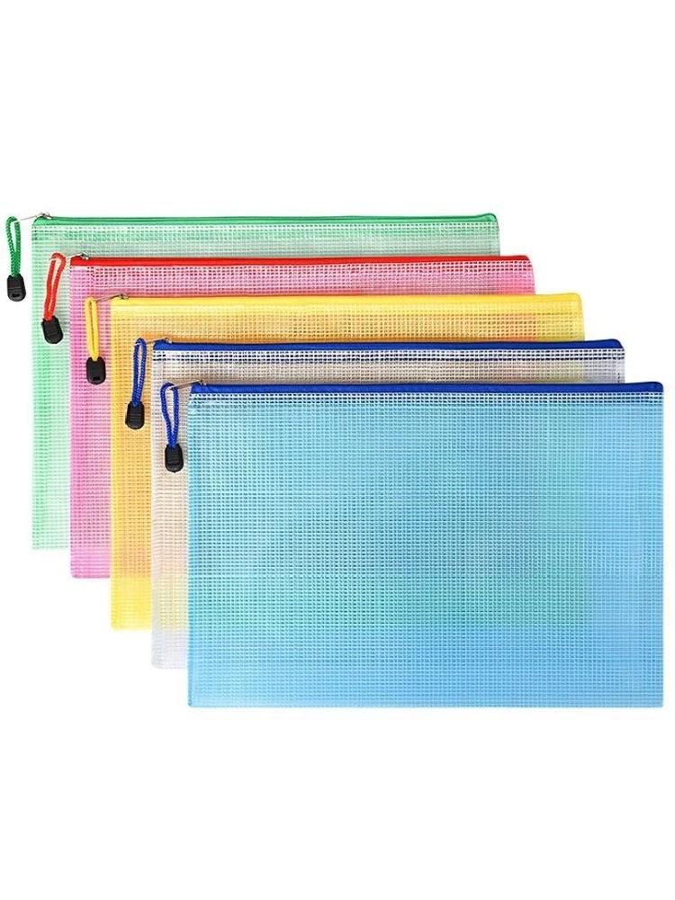 5 Stück A4/A5/A6 Briefpapier Aufbewahrungsmappe Akten Netz Reißverschluss Tasche Dokumententasche Reißverschluss Aktenordner Schul- und Bürobedarf