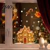 Christmas Party Supplies Window Cling, Santa/Snowman/House/ Tree Patterns Print, Waterproof Glass Clings PVC Decorative Static Sticker for Doors
