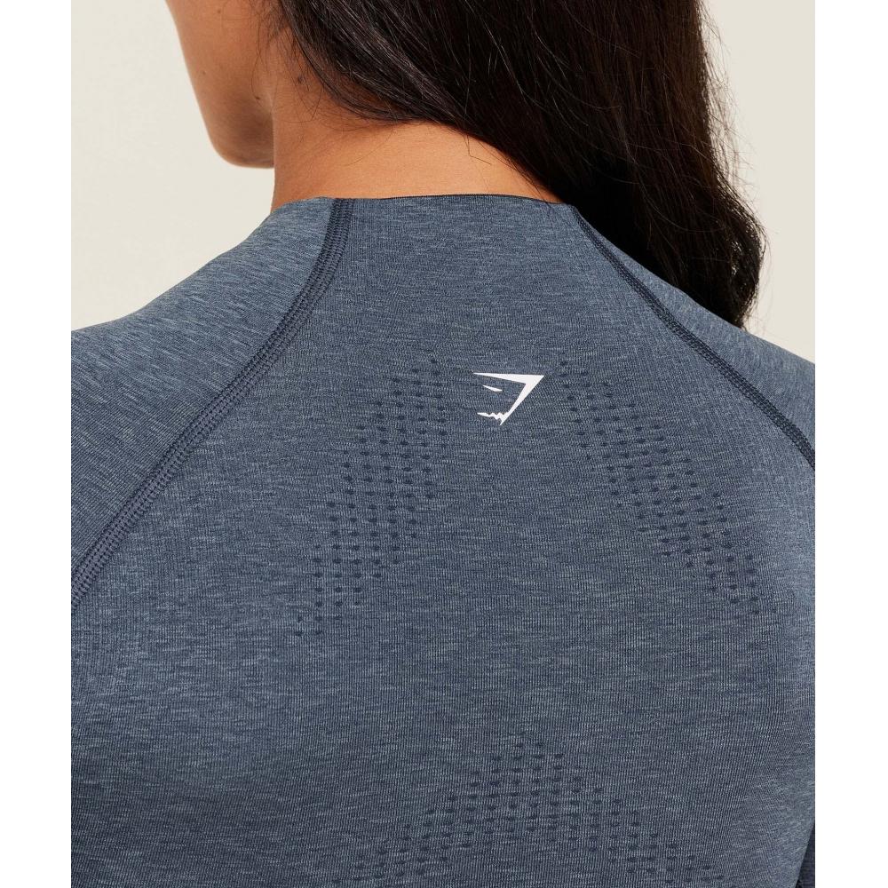 Gymshark Jachetă Vital Midi cu Fermoar Gs Albastru Stealth Melanj B5a9q Ud7x