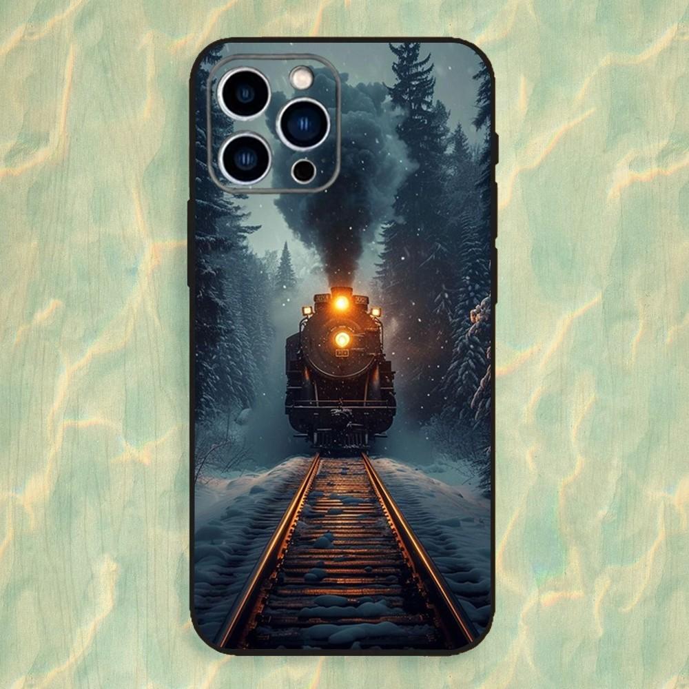 Train Classic Steam Phone Case For iPhone 16,15,14,13,12,11 Plus,Pro Max,XS,X,XR,SE,Mini,8,7,Soft Silicone Black Cover