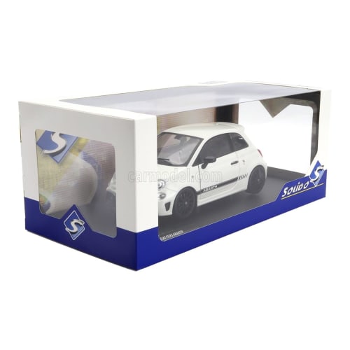 1/18 Scale Fiat 500 Abarth Diecast Model Car - Solido 1/18 Scale Fiat Nuova 500 Abarth 595 2022 White Black (1811301)